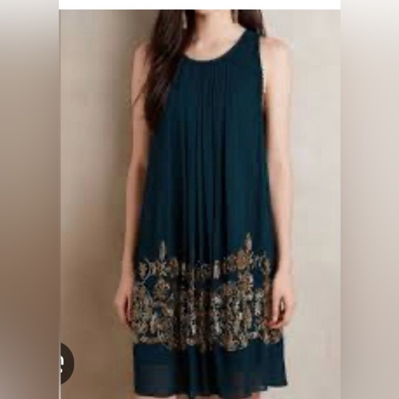 Anthropologie Dresses & Skirts - Anthropologie “Not so serious” Beaded Green Cocktail Dress 10